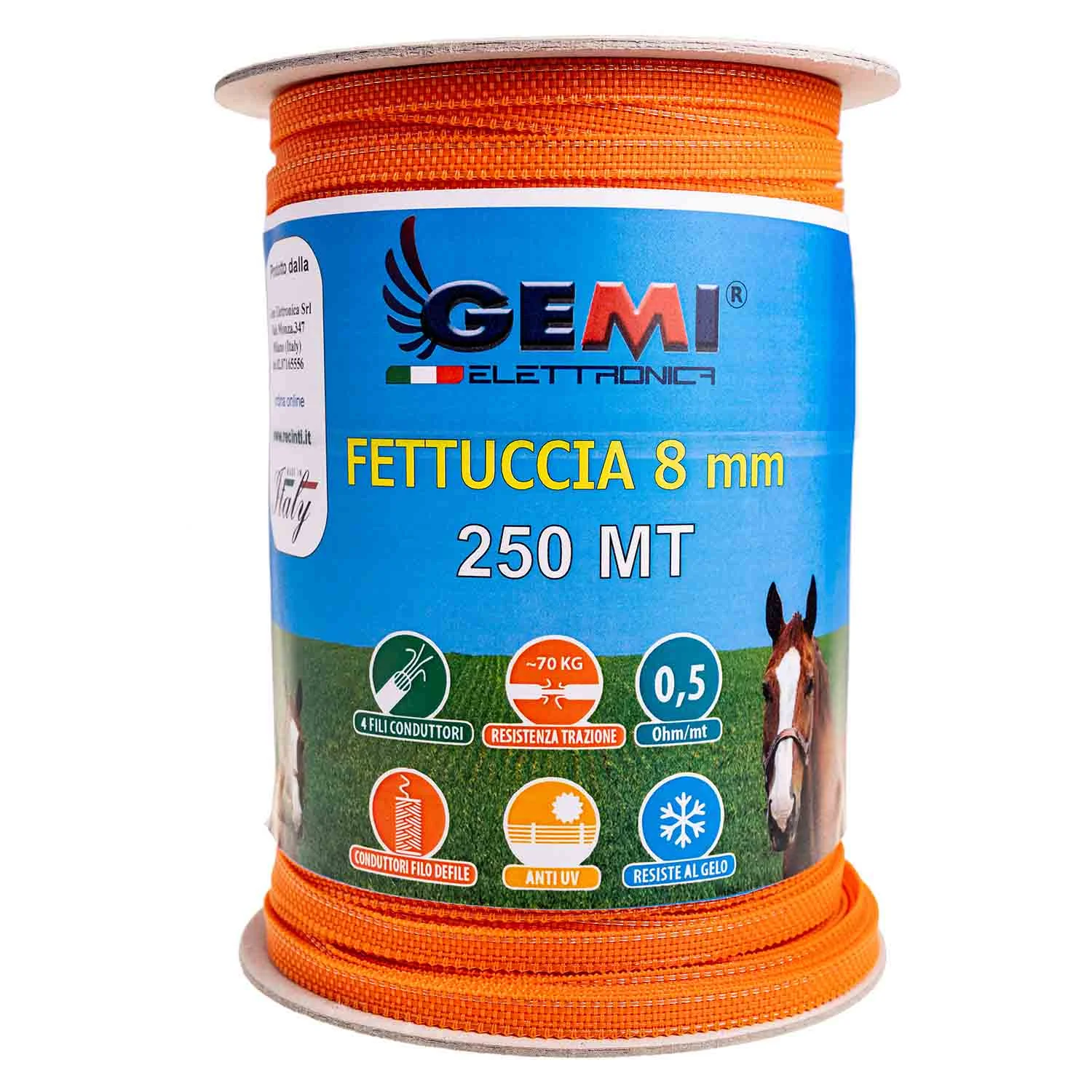 Elektrikli Çit Bant 400 mt 8 mm Için kullanılır ayilara karşi atlar, inekler, koyunlar, domuzlarina Gemi Elettronica