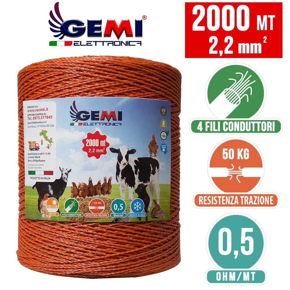 Tel 2000 m 2,2 mm² elektrikli çit için