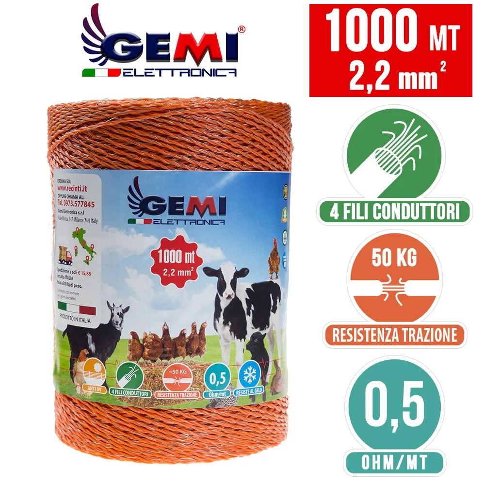 Tel 1000 m 2,2 mm² elektrikli çit için